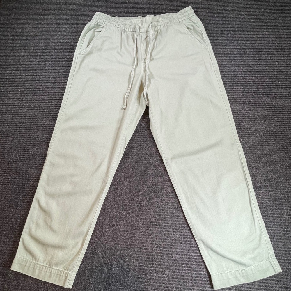 Gap Easy Pant Sage Green Khaki Cotton Rayon Elastic Waist Straight Leg Womens M